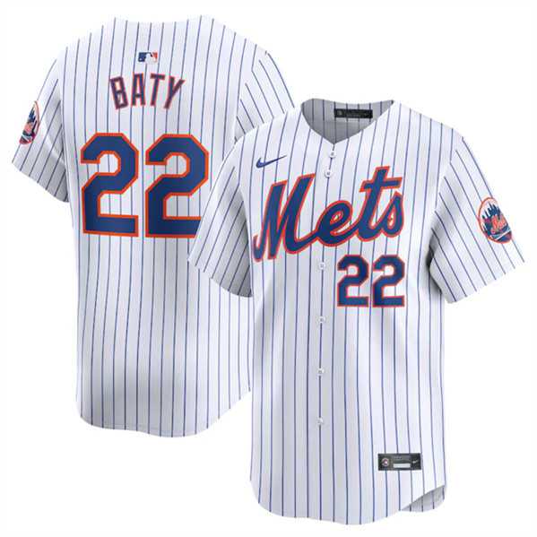 Men%27s New York Mets #22 Brett Baty White 2024 Home Limited Stitched Baseball Jersey Dzhi